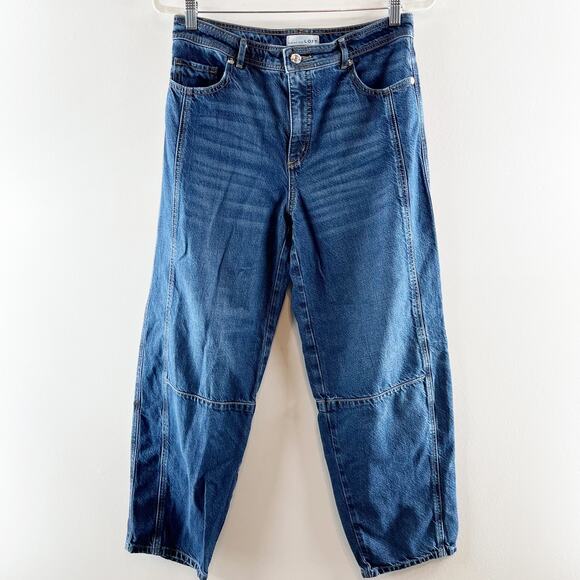 LOFT High Waisted Dark Wash Ankle Denim The Barrel Jeans Blue 6 / 28 - Picture 4 of 11